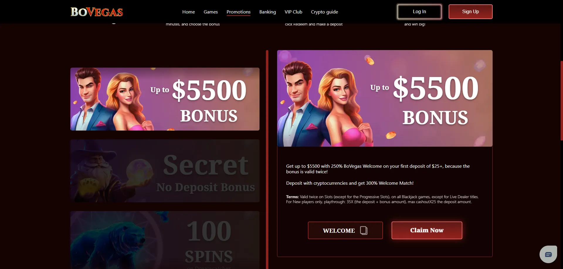 Bovegas casino specialty games — instant win and crash game options